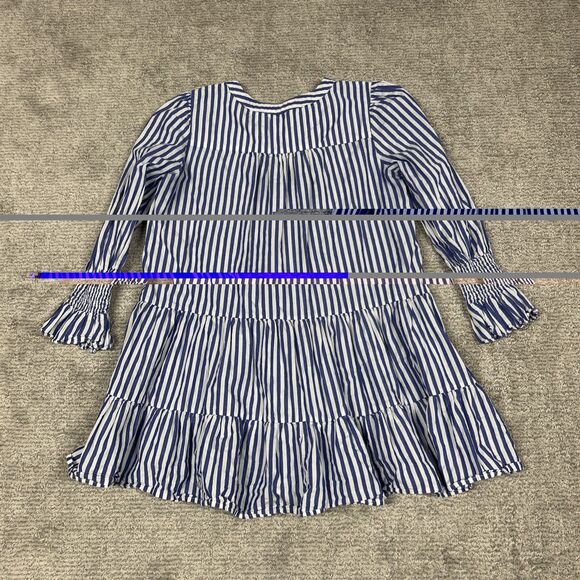 Tuckernuck Pomander Place Kenzo Mini Dress Womens Large Blue White Stripe Tiered - Picture 8 of 8